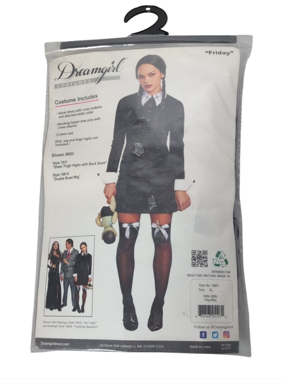 Dreamgirl "Friday" 2 Piece Halloween Costume Set Size XL